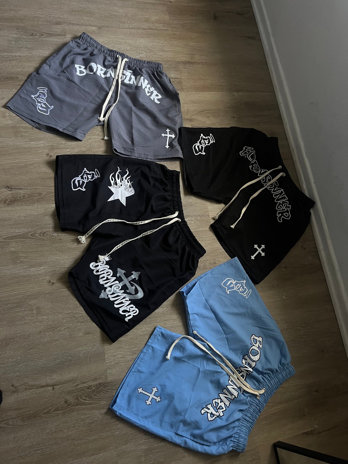 BLACK BORN SINNER SHORTS